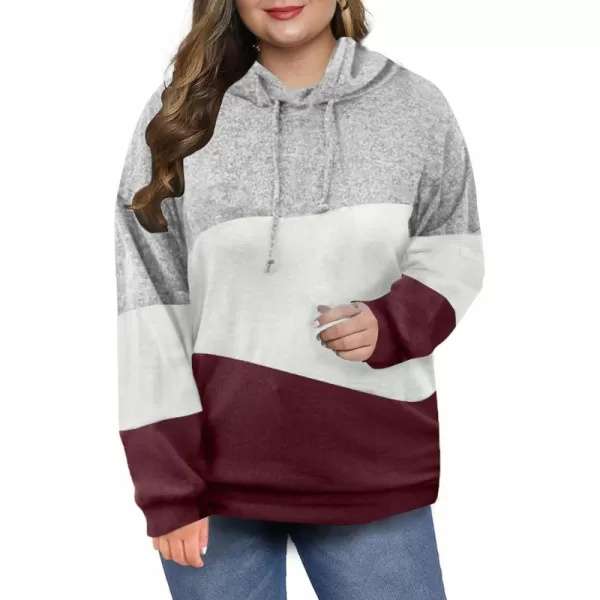 Eytino Women Plus Size Hoodies Sweatshirts Long Sleeve Colorblock Drawstring Hooded Tops