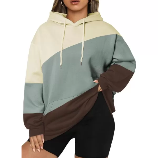 Eytino Women Plus Size Hoodies Sweatshirts Long Sleeve Colorblock Drawstring Hooded Tops
