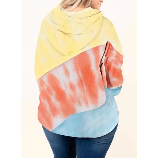 Eytino Women Plus Size Hoodies Sweatshirts Long Sleeve Colorblock Drawstring Hooded Tops