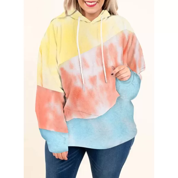 Eytino Women Plus Size Hoodies Sweatshirts Long Sleeve Colorblock Drawstring Hooded Tops