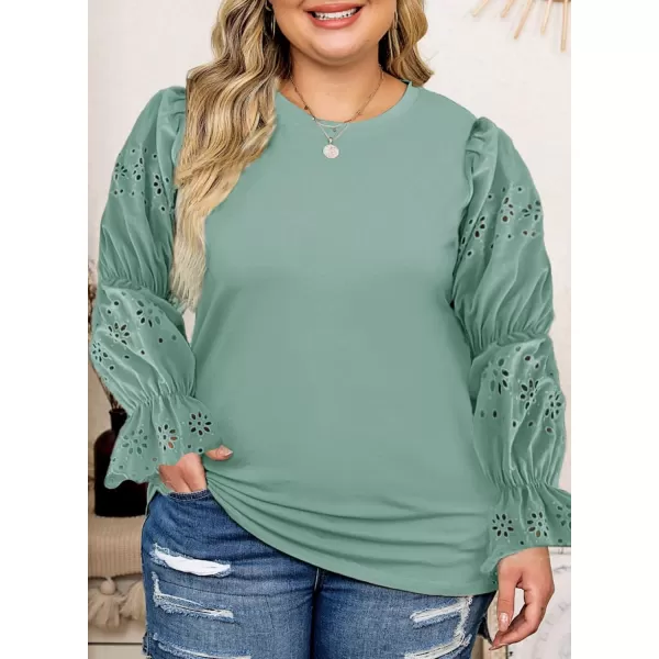 Eytino Womens Plus Size Hollow Out Ruffle Short Sleeve Crewneck Summer Casual Tee Shirts Blouse