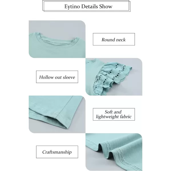 Eytino Womens Plus Size Hollow Out Ruffle Short Sleeve Crewneck Summer Casual Tee Shirts Blouse