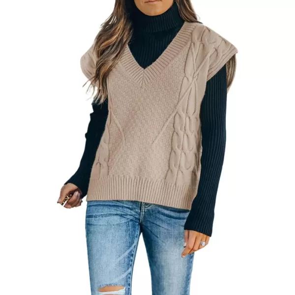 Happy Sailed Sleeveless Sweater Vests for Women Casual V Neck Preppy Style Houndstooth Vest Knitted Tank Tops