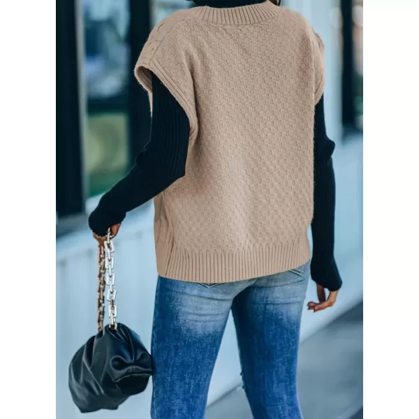 Happy Sailed Sleeveless Sweater Vests for Women Casual V Neck Preppy Style Houndstooth Vest Knitted Tank Tops