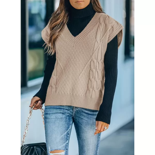 Happy Sailed Sleeveless Sweater Vests for Women Casual V Neck Preppy Style Houndstooth Vest Knitted Tank Tops