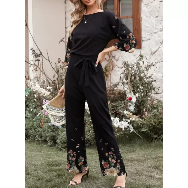 Happy Sailed Women Casual Loose Short Sleeve Belted Wide Leg Pant Romper Jumpsuits