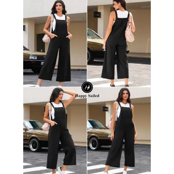 Happy Sailed Women Corduroy Overalls Casual Loose Sleeveless Adjustable Strap Wide Leg Jumpsuits with Pockets
