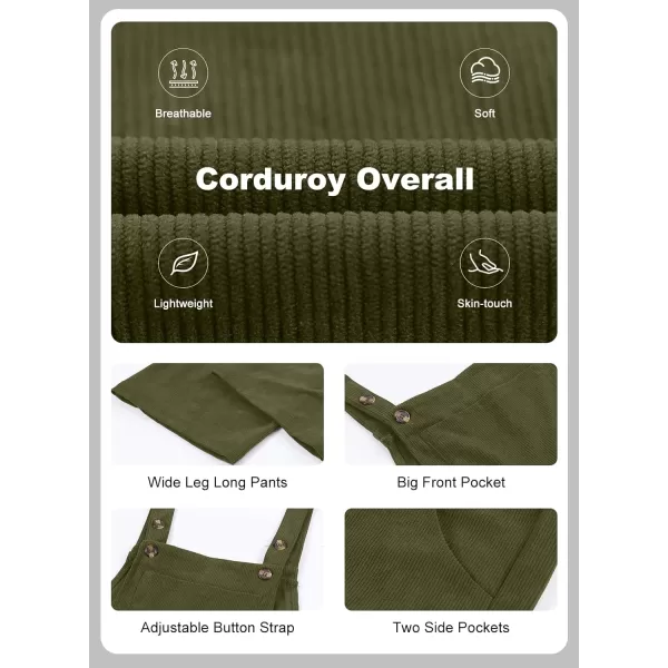 Happy Sailed Women Corduroy Overalls Casual Loose Sleeveless Adjustable Strap Wide Leg Jumpsuits with Pockets