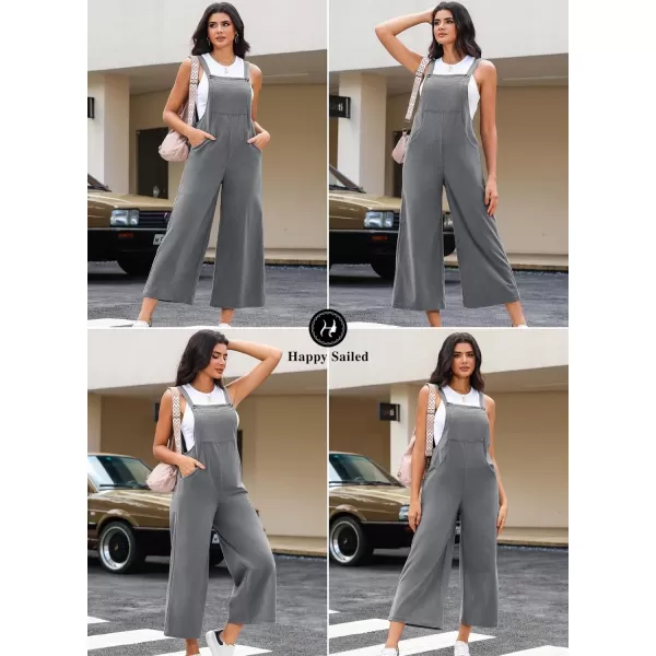 Happy Sailed Women Corduroy Overalls Casual Loose Sleeveless Adjustable Strap Wide Leg Jumpsuits with Pockets