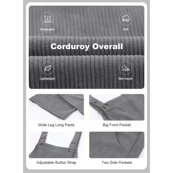 Happy Sailed Women Corduroy Overalls Casual Loose Sleeveless Adjustable Strap Wide Leg Jumpsuits with Pockets