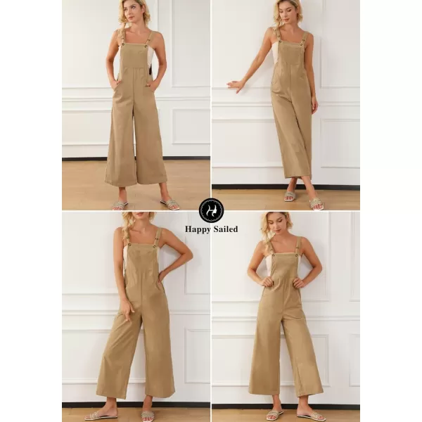 Happy Sailed Women Corduroy Overalls Casual Loose Sleeveless Adjustable Strap Wide Leg Jumpsuits with Pockets