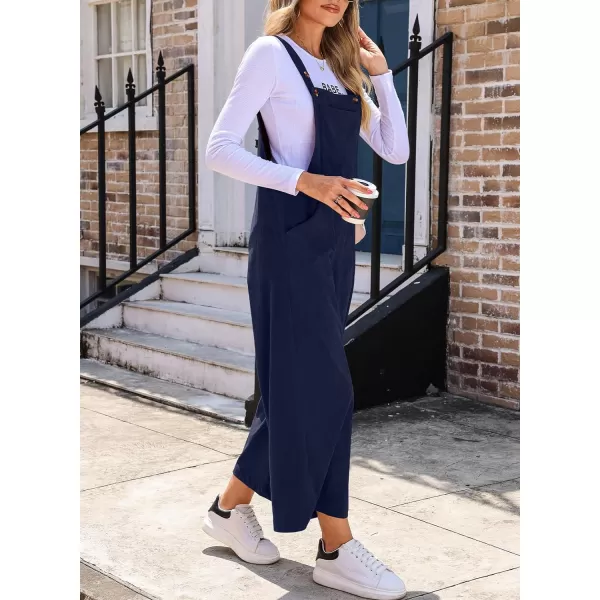 Happy Sailed Women Corduroy Overalls Casual Loose Sleeveless Adjustable Strap Wide Leg Jumpsuits with Pockets