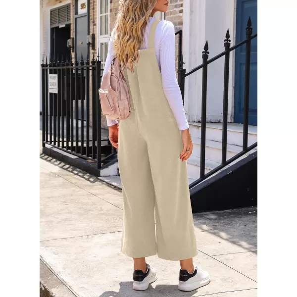 Happy Sailed Women Corduroy Overalls Casual Loose Sleeveless Adjustable Strap Wide Leg Jumpsuits with Pockets