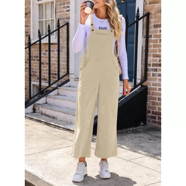 Happy Sailed Women Corduroy Overalls Casual Loose Sleeveless Adjustable Strap Wide Leg Jumpsuits with Pockets