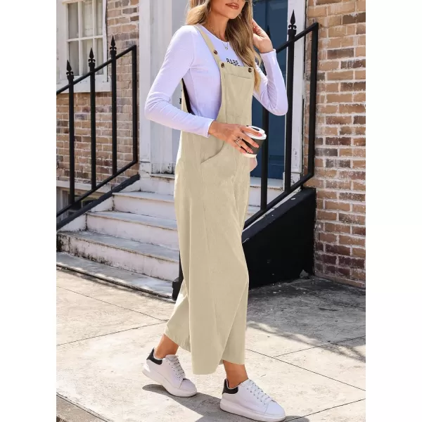 Happy Sailed Women Corduroy Overalls Casual Loose Sleeveless Adjustable Strap Wide Leg Jumpsuits with Pockets
