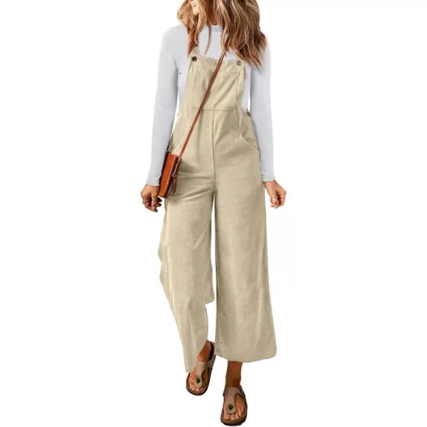 Happy Sailed Women Corduroy Overalls Casual Loose Sleeveless Adjustable Strap Wide Leg Jumpsuits with Pockets