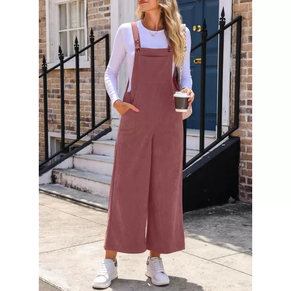 Happy Sailed Women Corduroy Overalls Casual Loose Sleeveless Adjustable Strap Wide Leg Jumpsuits with Pockets