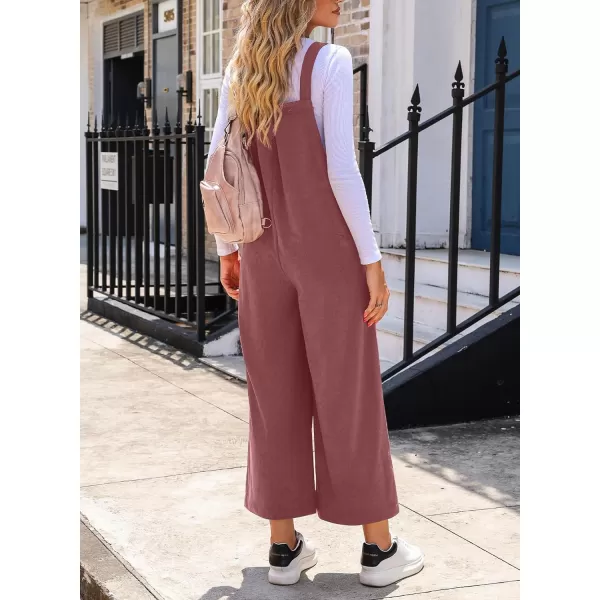 Happy Sailed Women Corduroy Overalls Casual Loose Sleeveless Adjustable Strap Wide Leg Jumpsuits with Pockets