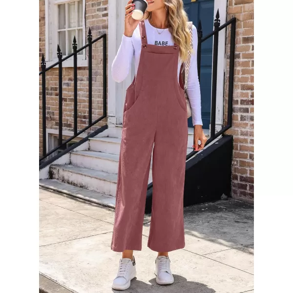 Happy Sailed Women Corduroy Overalls Casual Loose Sleeveless Adjustable Strap Wide Leg Jumpsuits with Pockets