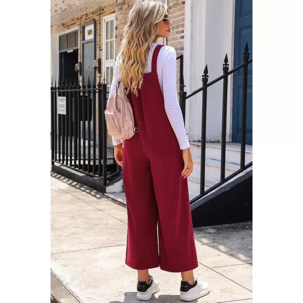Happy Sailed Women Corduroy Overalls Casual Loose Sleeveless Adjustable Strap Wide Leg Jumpsuits with Pockets