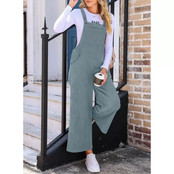 Happy Sailed Women Corduroy Overalls Casual Loose Sleeveless Adjustable Strap Wide Leg Jumpsuits with Pockets