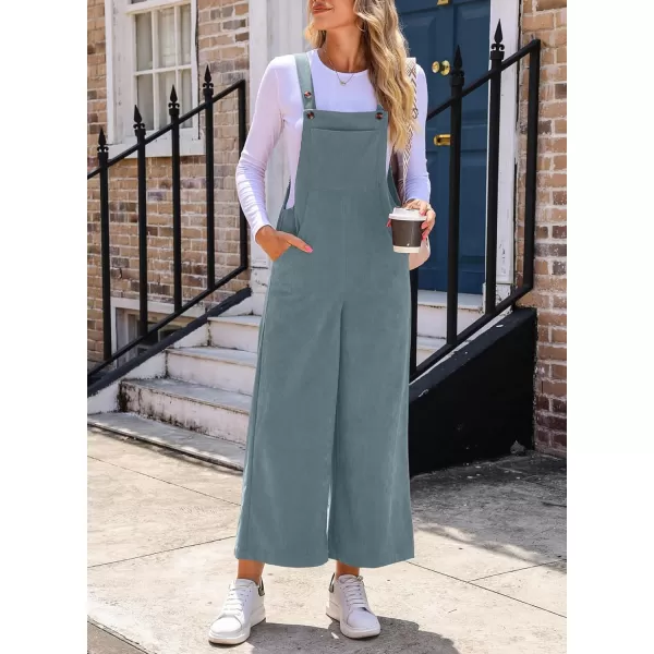 Happy Sailed Women Corduroy Overalls Casual Loose Sleeveless Adjustable Strap Wide Leg Jumpsuits with Pockets