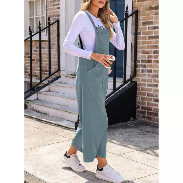 Happy Sailed Women Corduroy Overalls Casual Loose Sleeveless Adjustable Strap Wide Leg Jumpsuits with Pockets