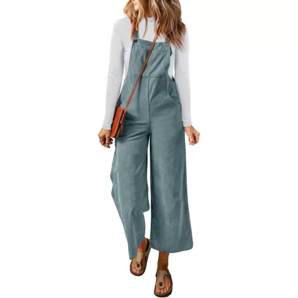 Happy Sailed Women Corduroy Overalls Casual Loose Sleeveless Adjustable Strap Wide Leg Jumpsuits with Pockets