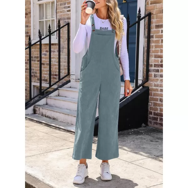 Happy Sailed Women Corduroy Overalls Casual Loose Sleeveless Adjustable Strap Wide Leg Jumpsuits with Pockets