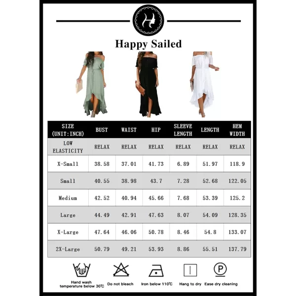 Happy Sailed Women Off Shoulder Casual Maxi Dresses Short Sleeve High Low Ruffle Bridesmaid Evening Party Dress