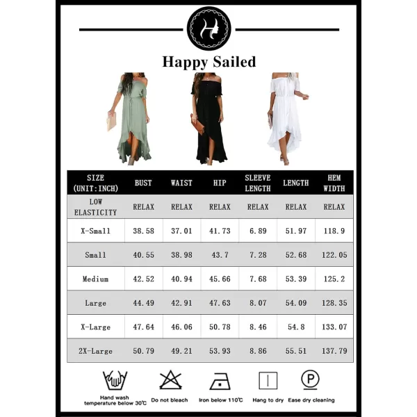 Happy Sailed Women Off Shoulder Casual Maxi Dresses Short Sleeve High Low Ruffle Bridesmaid Evening Party Dress