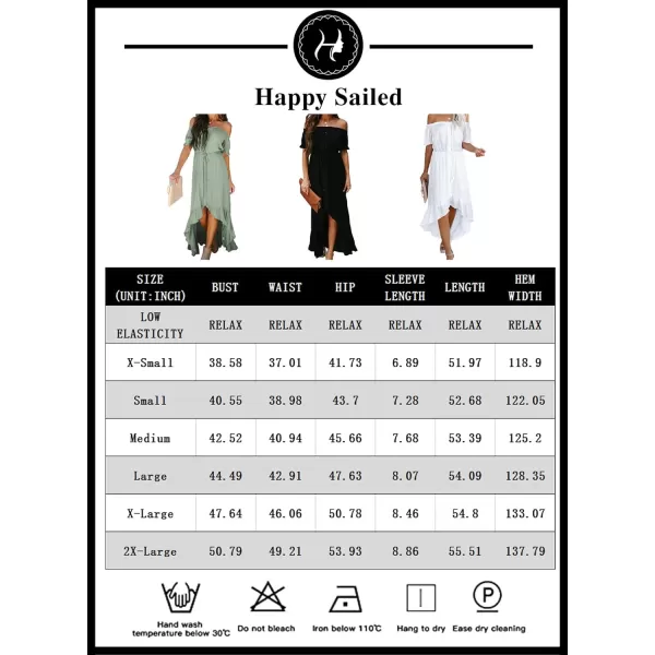 Happy Sailed Women Off Shoulder Casual Maxi Dresses Short Sleeve High Low Ruffle Bridesmaid Evening Party Dress