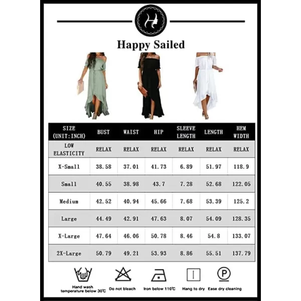 Happy Sailed Women Off Shoulder Casual Maxi Dresses Short Sleeve High Low Ruffle Bridesmaid Evening Party Dress