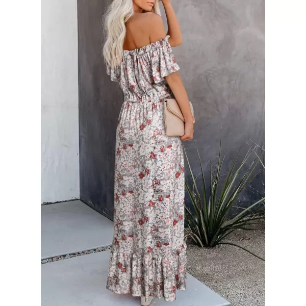 Happy Sailed Women Off Shoulder Casual Maxi Dresses Short Sleeve High Low Ruffle Bridesmaid Evening Party Dress