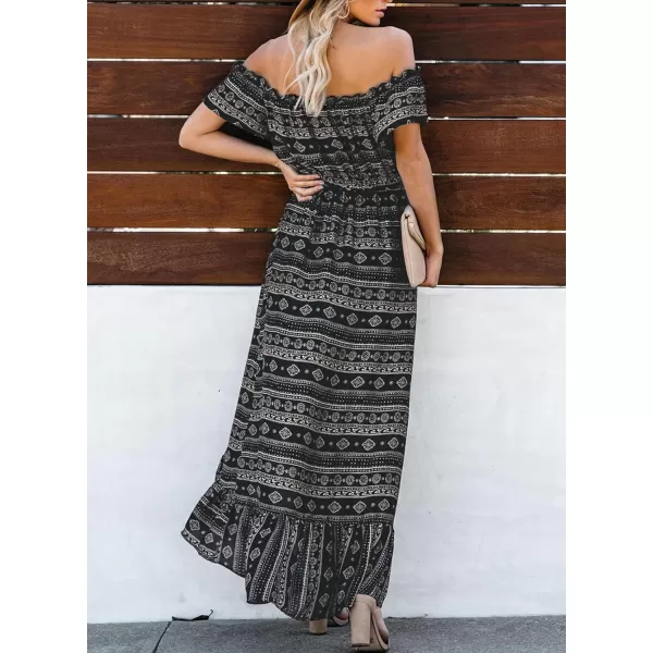 Happy Sailed Women Off Shoulder Casual Maxi Dresses Short Sleeve High Low Ruffle Bridesmaid Evening Party Dress