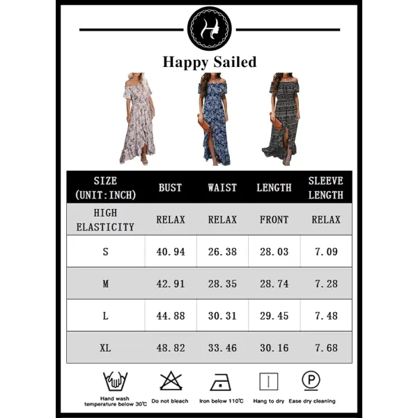 Happy Sailed Women Off Shoulder Casual Maxi Dresses Short Sleeve High Low Ruffle Bridesmaid Evening Party Dress