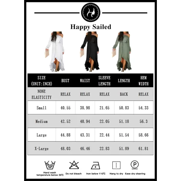 Happy Sailed Women Off Shoulder Casual Maxi Dresses Short Sleeve High Low Ruffle Bridesmaid Evening Party Dress
