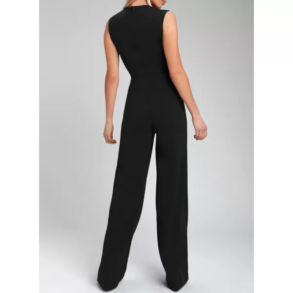Happy Sailed Women Square Neck Dressy Jumpsuit 2023 Summer Sleeveless Wide Leg Pant Romper Jumpsuits