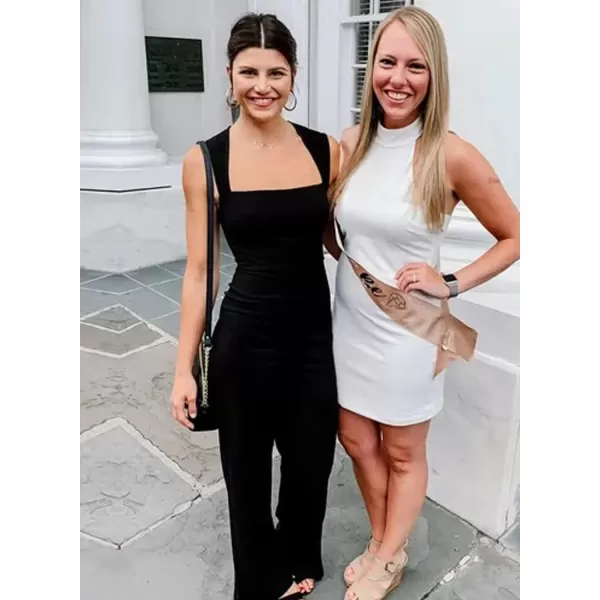 Happy Sailed Women Square Neck Dressy Jumpsuit 2023 Summer Sleeveless Wide Leg Pant Romper Jumpsuits
