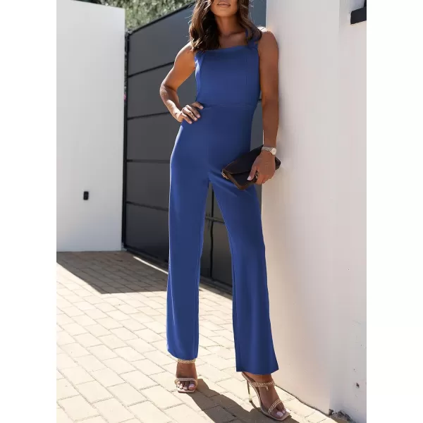 Happy Sailed Women Square Neck Dressy Jumpsuit 2023 Summer Sleeveless Wide Leg Pant Romper Jumpsuits