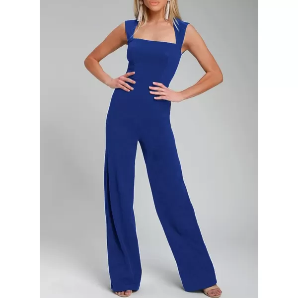 Happy Sailed Women Square Neck Dressy Jumpsuit 2023 Summer Sleeveless Wide Leg Pant Romper Jumpsuits