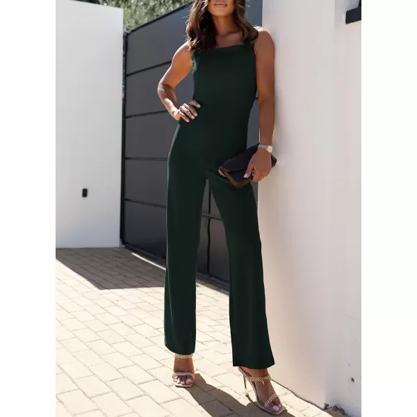 Happy Sailed Women Square Neck Dressy Jumpsuit 2023 Summer Sleeveless Wide Leg Pant Romper Jumpsuits