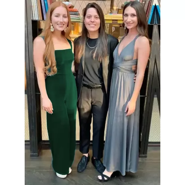 Happy Sailed Women Square Neck Dressy Jumpsuit 2023 Summer Sleeveless Wide Leg Pant Romper Jumpsuits