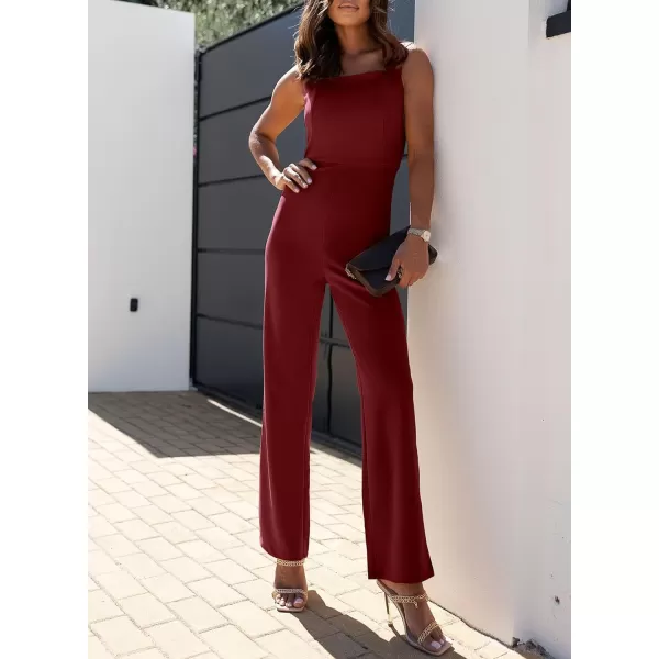 Happy Sailed Women Square Neck Dressy Jumpsuit 2023 Summer Sleeveless Wide Leg Pant Romper Jumpsuits