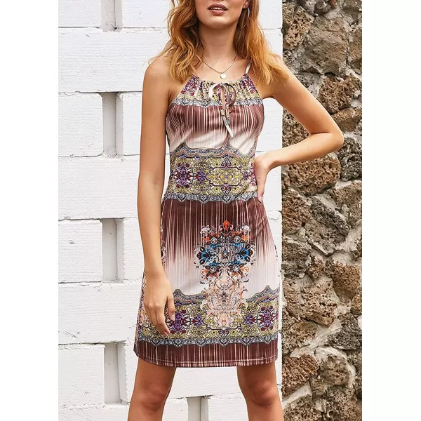 Happy Sailed Women Summer Halter Neck Dress Floral Print Bohemian Beach Dresses S-XL