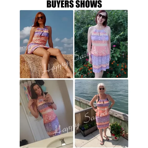 Happy Sailed Women Summer Halter Neck Dress Floral Print Bohemian Beach Dresses S-XL