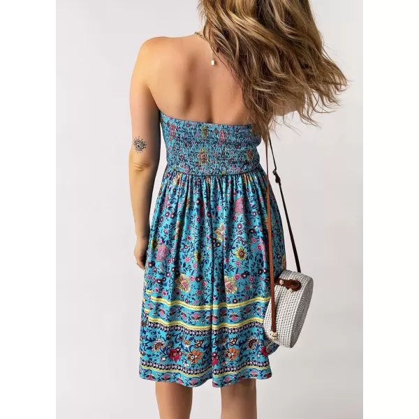 Happy Sailed Women Summer Halter Neck Dress Floral Print Bohemian Beach Dresses S-XL