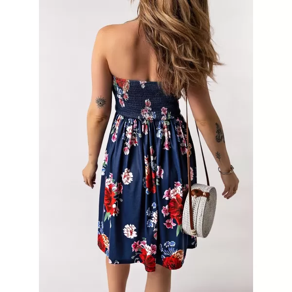 Happy Sailed Women Summer Halter Neck Dress Floral Print Bohemian Beach Dresses S-XL