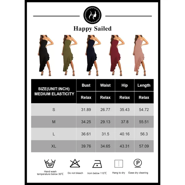 Happy Sailed Women's 2023 Summer One Shoulder Sleeveless Bodycon Dress Asymmetrical Ruffle Hem Party Cocktail Midi Dresses