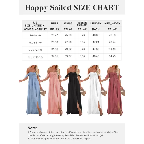Happy Sailed Women's 2023 Summer Smocked Off The Shoulder Maxi Dresses Ruffle Short Sleeve A Line Side Slit Sundress